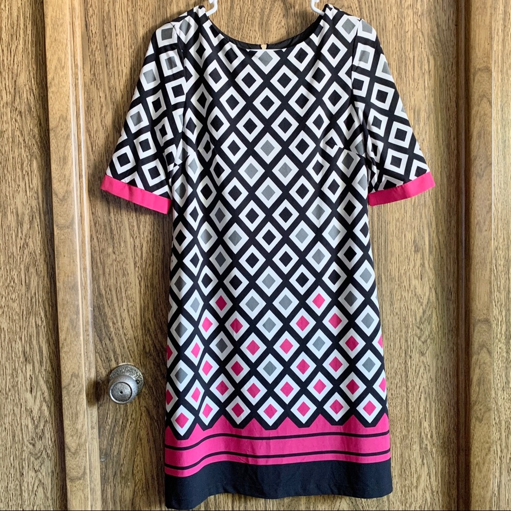 ELIZA J Diamond Print Jersey Shift Dress